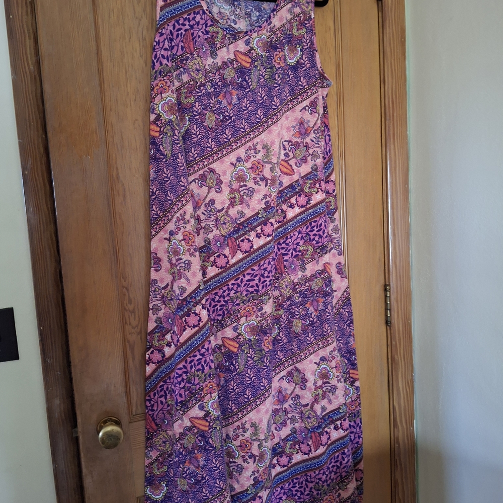 ONE WORLD Purple and Pink Maxi Dress